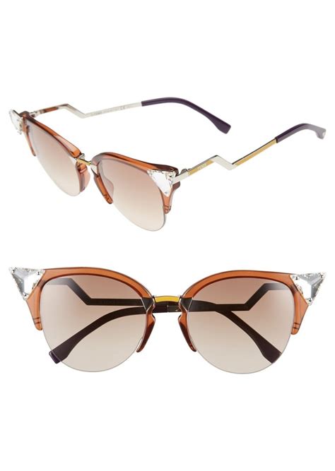 fendi crystal cat eye sunglasses in peach palladium pink|Fendi First Crystal .